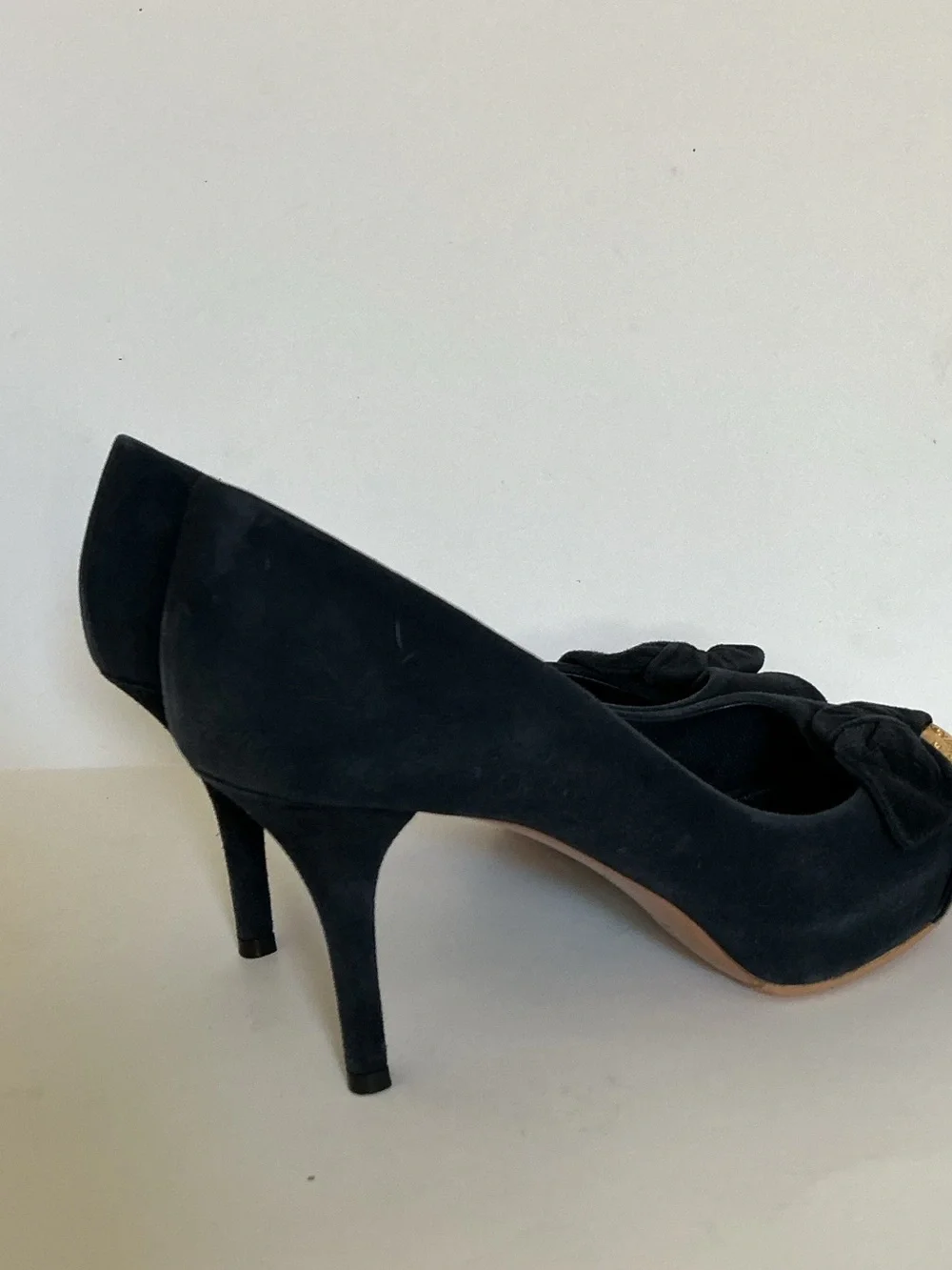 Louis Vuitton Kimono Peep Toe Platform Pumps Navy Suede Size 37
